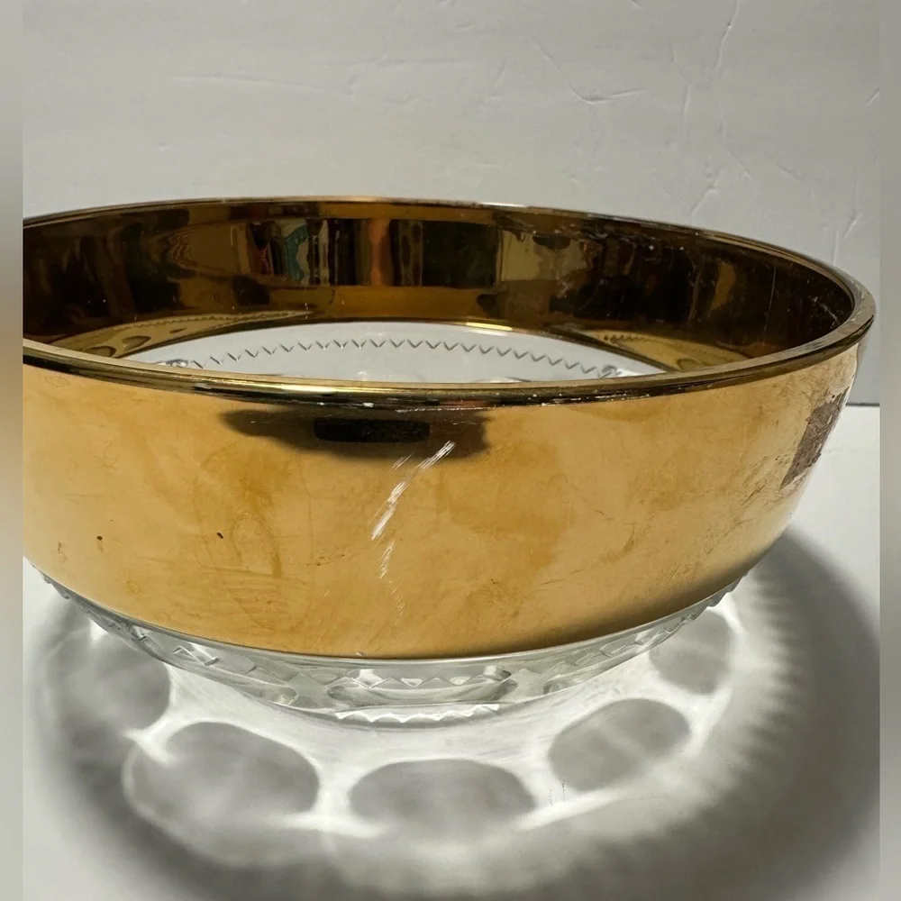 Vintage Kings Crown Thumbprint Large Serving Bowl With Wide Gold Band